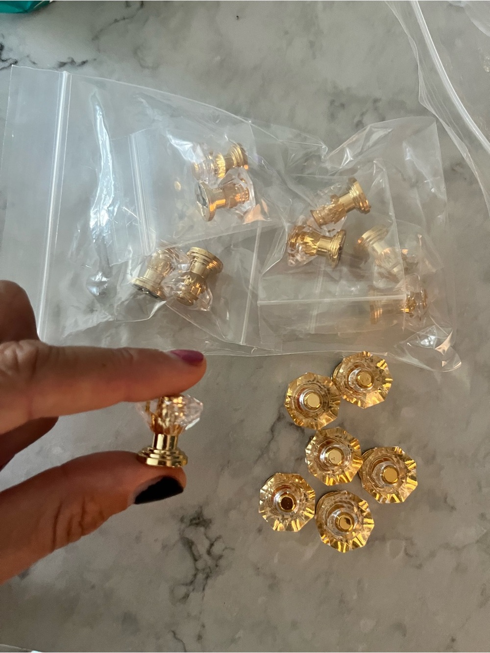10 Clear Gold-Tone Drawer Knob